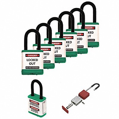 ZING 700KA6GREEN Lockout Padlock 1-1/2 H Shackle PK6