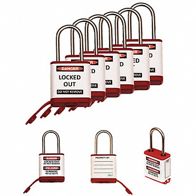 ZING 800KA6RED Lockout Padlock 1-1/2 H Shackle PK6
