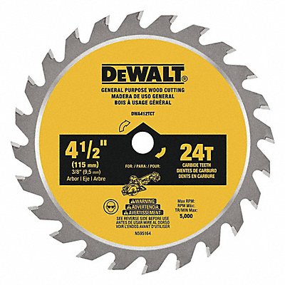 DEWALT DWA412TCT Circular Saw 4 1/2 in 24 Teeth