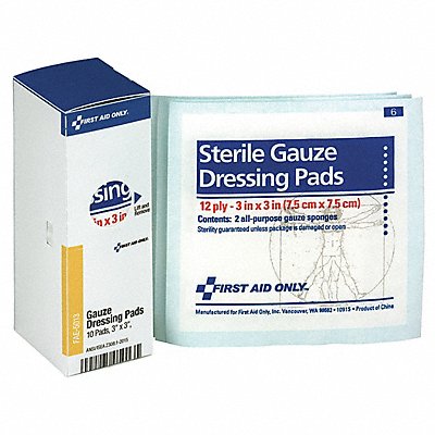 FIRST AID ONLY FAE5013 Gauze Pad White 3 L 3 W