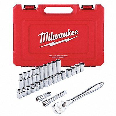 MILWAUKEE 48229510 Socket Wrench St Chrome 6Pt 10 - 24 mm
