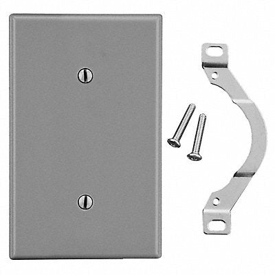 HUBBELL P14GY Blank Strap Mount Wall Plate Standard Grey 1 Gang Smooth Satin