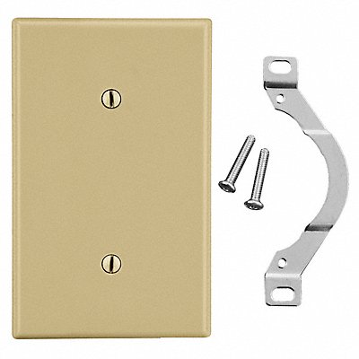 HUBBELL P14I Blank Strap Mount Wall Plate Standard Ivory 1 Gang Smooth Satin