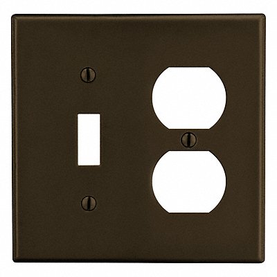 HUBBELL P18 Toggle Switch Duplex Receptacle Plate Std Brn 2 Gang Smooth Satin