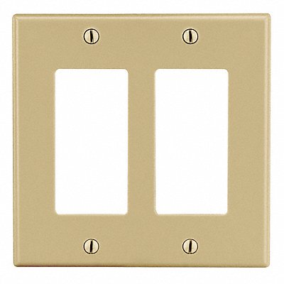 HUBBELL P262I Rocker Wall Plate Standard Ivory 2 Gang Smooth Satin