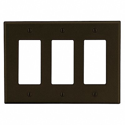 HUBBELL P263 Rocker Wall Plate Standard Brown 3 Gang Smth Stn