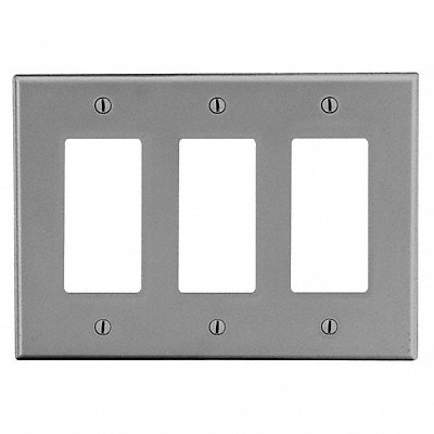 HUBBELL P263GY Rocker Wall Plate Standard Grey 3 Gang Smth Stn