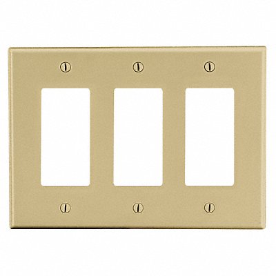 HUBBELL P263I Rocker Wall Plate Standard Ivory 3 Gang Smth Stn