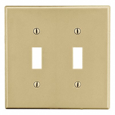 HUBBELL P2I Toggle Switch Wall Plate Standard Ivory 2 Gang Smooth Satin