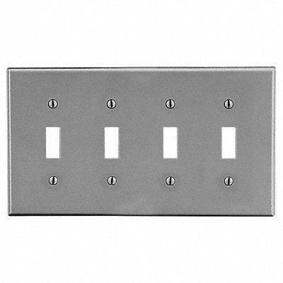 HUBBELL P4GY Toggle Switch Wall Plate Standard Grey 4 gang Smth Stn