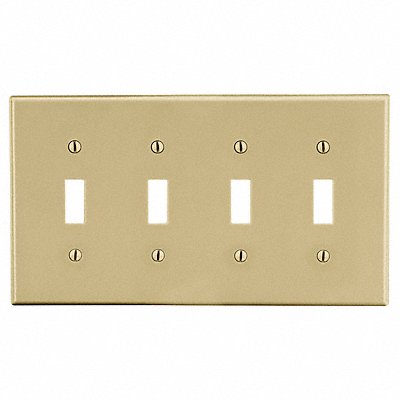 HUBBELL P4I Toggle Switch Wall Plate Standard Ivory 4 gang Smth Stn