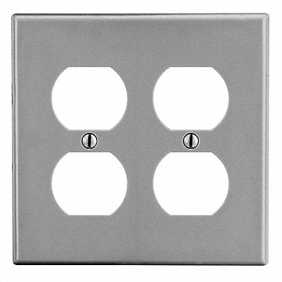HUBBELL P82GY Duplex Receptacle Wall Plate Standard Grey 2 Gang Smooth Satin
