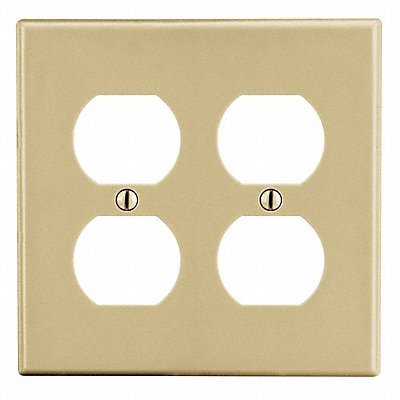 HUBBELL P82I DupRcptWllPlt Standard Ivory 2 Gang Smooth Satin