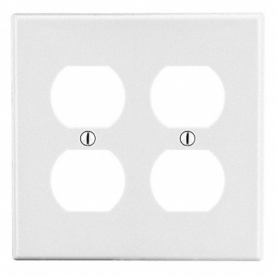 HUBBELL P82W Duplex Receptacle Wall Plate Standard White 2 Gang Smooth Satin