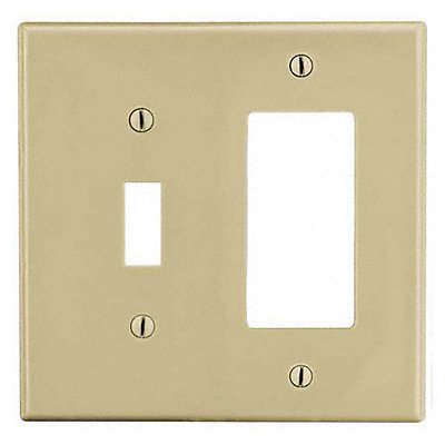 HUBBELL PJ126I Toggle Switch Rocker Wall Plate Mid Ivry 2 Gang Smooth Satin