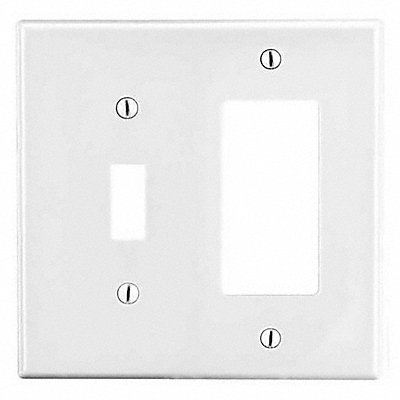 HUBBELL PJ126W Toggle Switch Rocker Wall Plate Mid Wht 2 Gang Smooth Satin