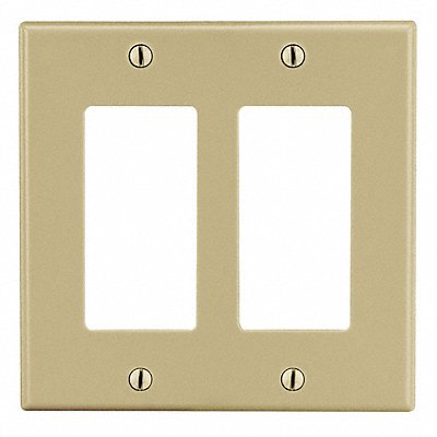 HUBBELL PJ262I Rocker Wall Plate Mid Ivory 2 Gang Smooth Satin