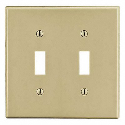 HUBBELL PJ2I Toggle Switch Wall Plate Mid Ivory 2 Gang Smooth Satin