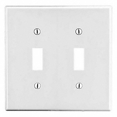 HUBBELL PJ2W Tgl Switch Wall Plate Mid Wht 2 Gang Smooth Satin