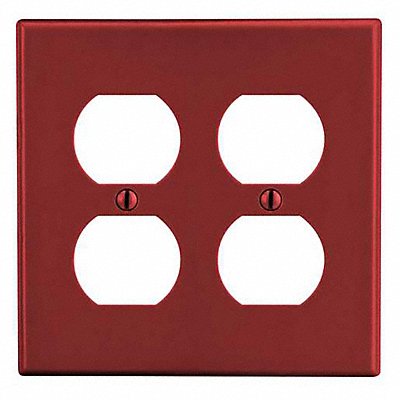 HUBBELL PJ82R Dup Recept Wall Plate Mid Red 2 Gang Smooth Satin