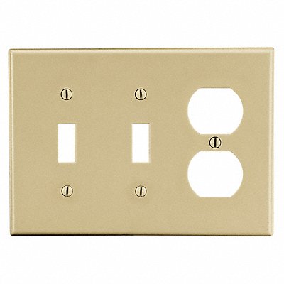 HUBBELL P28I DupRcptWllPlt Standard Ivory 3 Gang Smth Stn