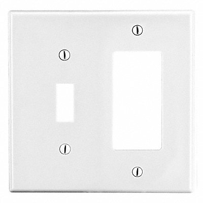 HUBBELL P126W Toggle Switch Rocker Wall Plate Std Wht 2 Gang Smooth Satin