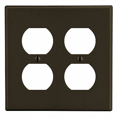 HUBBELL PJ82 Dup Recept Wall Plate Mid Brown 2 Gang Smooth Satin