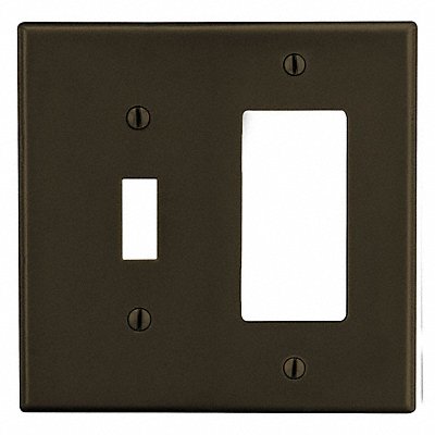 HUBBELL PJ126 Toggle Switch Rocker Wall Plate Mid Brown 2 Gang Smooth Satin