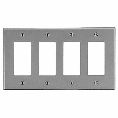 HUBBELL P264GY Rocker Wall Plate Standard Grey 4 gang Smth Stn