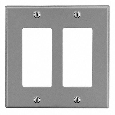 HUBBELL PJ262GY Rocker Wall Plate Mid Grey 2 Gang Smooth Satin