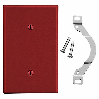 HUBBELL P14R Blank Strap Mount Wall Plate Standard Red 1 Gang Smooth Satin