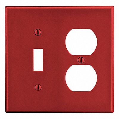HUBBELL P18R Toggle Switch Duplex Receptacle Plate Std Red 2 Gang Smooth Satin