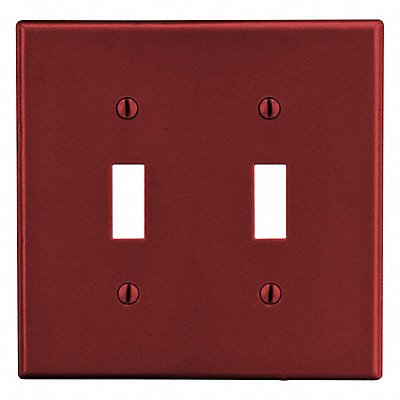 HUBBELL PJ2R Tgl Switch Wall Plate Mid Red 2 Gang Smooth Satin
