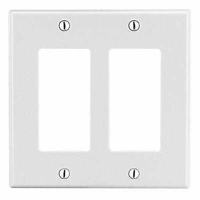 HUBBELL PJ262W Rocker Wall Plate Mid Wht 2 Gang Smooth Satin