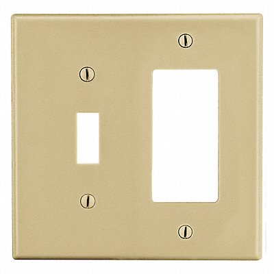 HUBBELL P126I Toggle Switch Rocker Wall Plate Standard Ivory 2 Gang Smooth Satin