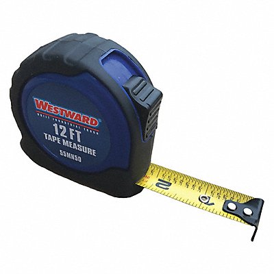 WESTWARD 55MN50 Tape Measure 12 ft L Blade Steel