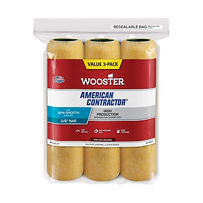 WOOSTER R568 Roller Cover 9 L 3/8 Nap Knit PK3