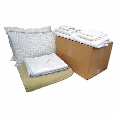 R  R TEXTILE WWX90009 Bedding and Bath Kit Queen Sz Beige/Wht