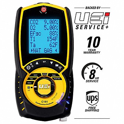 UEI TEST INSTRUMENTS C161 Combustion Analyzer 32to113F 21% v/vO2