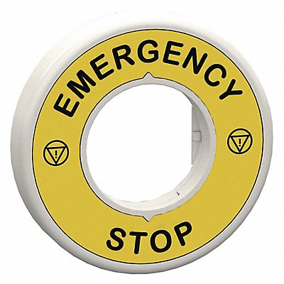 SCHNEIDER ELECTRIC ZBY9W2B330 Legend Ring EmergencyStop Blk/Yellow Round