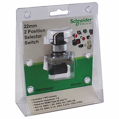 SCHNEIDER ELECTRIC XB4AS1 Selector Switch 2 Pos 22 mm Black