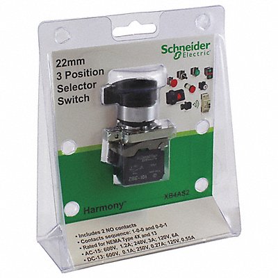SCHNEIDER ELECTRIC XB4AS2 Selector Switch 2 Pos 22 mm Black