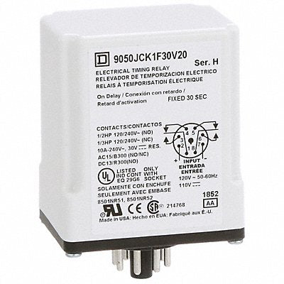 SCHNEIDER 9050JCK1F30V20 Time Delay Relay 120V DC 8 Pins
