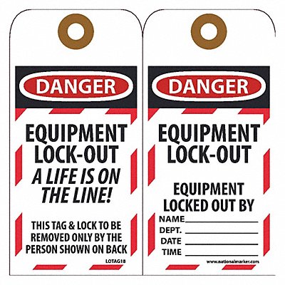 NMC LOTAG18 Dngr Equip Lock-Out A Life Is On T PK10