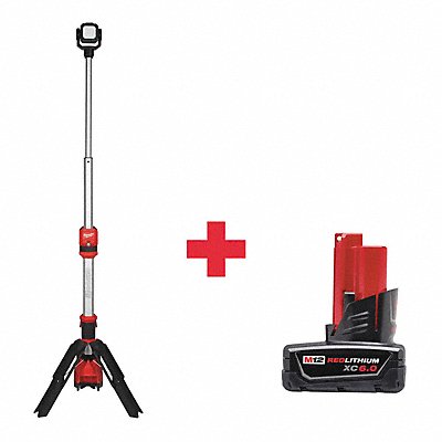 564K79 MILWAUKEE 21322000000000 CordlessTripodLight Battery Incl 5 3/4 L