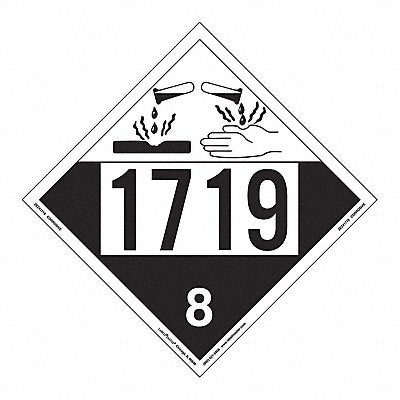 LABELMASTER ZEZ41719 Corrosive Placard UN1719 PK25
