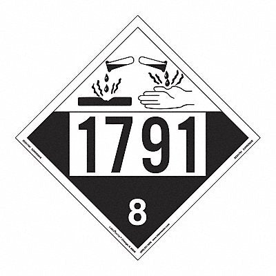 LABELMASTER ZEZ41791 Corrosive Placard UN 1791 PK25