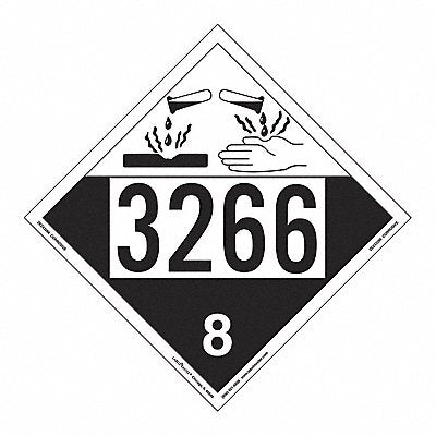 LABELMASTER ZEZ43266 Corrosive Placard UN 3266 PK25