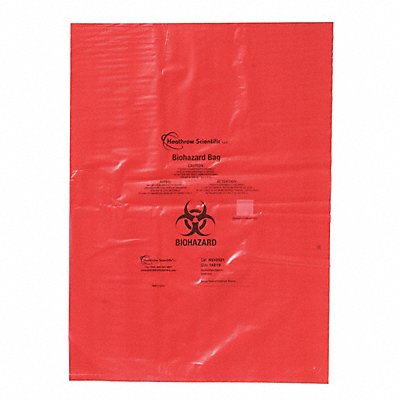 HEATHROW SCIENTIFIC HS10321 Biohazard Bags 2-3/8 gal Red PK200