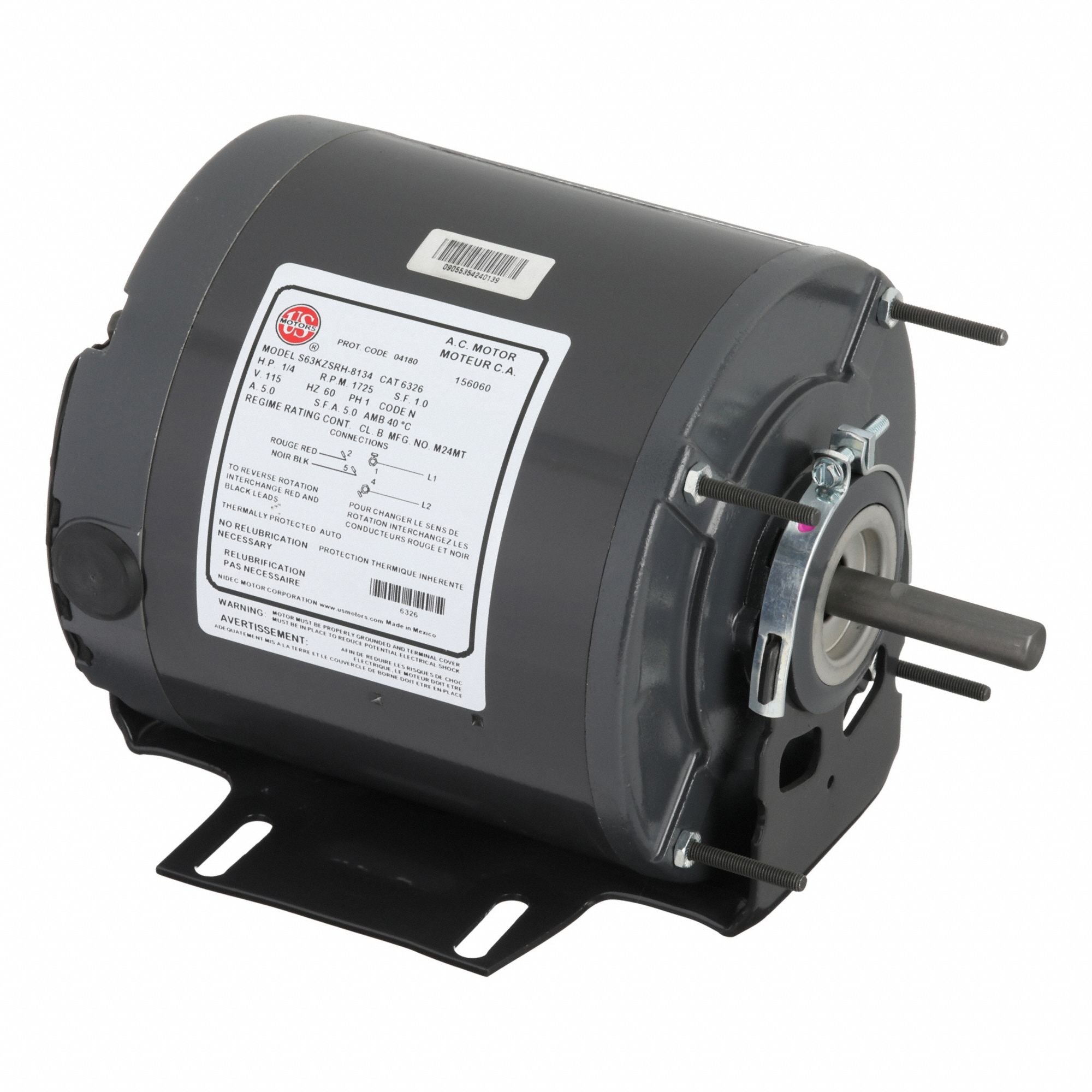 U.S. MOTORS 6326 Motor 1/4 HP 1725 rpm rpm 56 115V